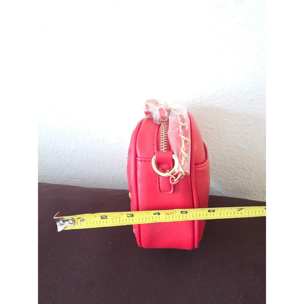 Studio Badgley Mischka Red Quilted Studded Camera Bag BM-4073 Crossbody